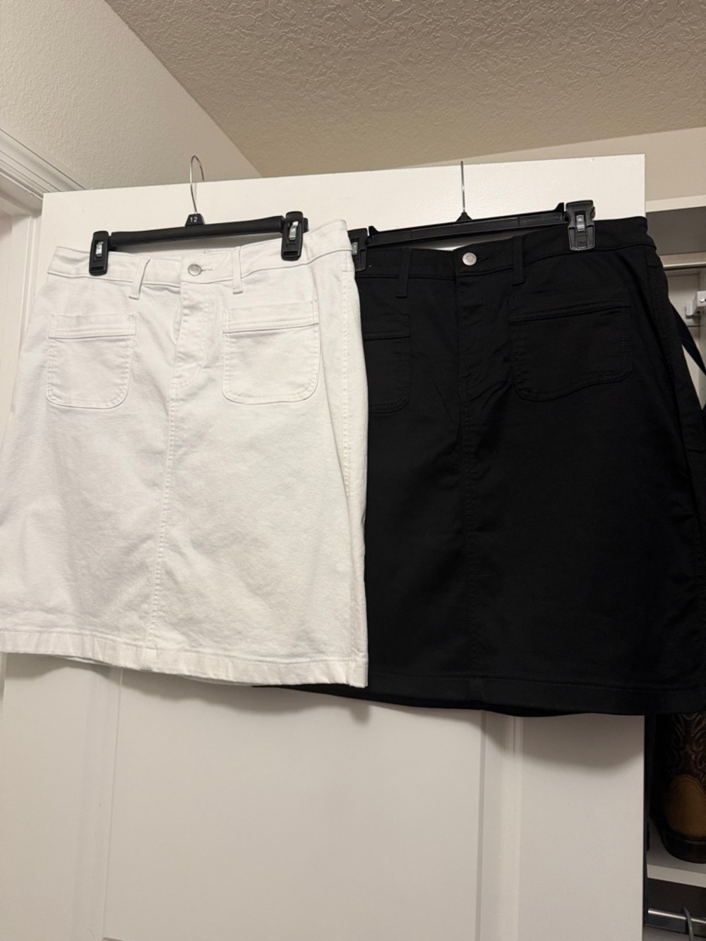 Black and White Denim Mini Skirts - Pair